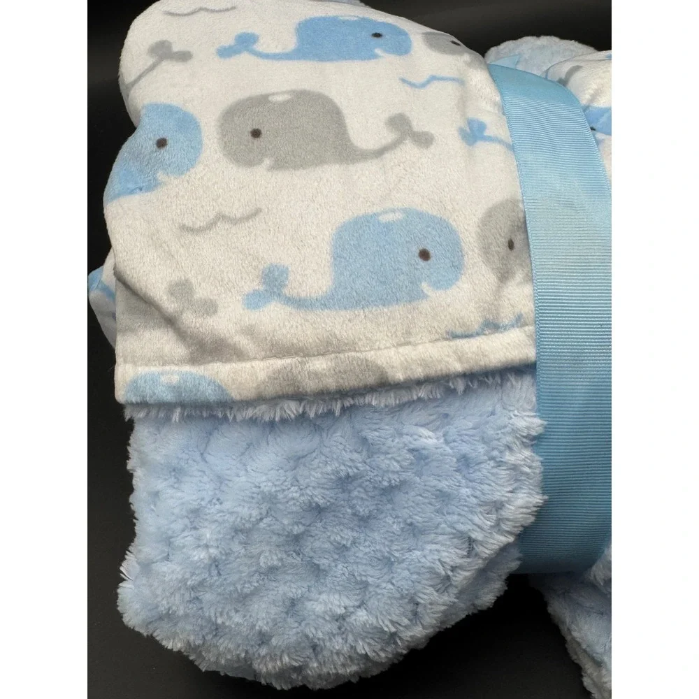 Petite L'Amour Baby Blanket Travel Pillow Whale 30x40 NWT Plush Security Blanket